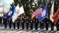 A multi-jurisdictional public safety honor guard participates in the memorial events for Medical Services Deputy Chief Brian R. Hricik on Saturday, March 11, 2023.