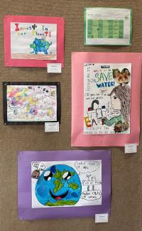 Sampling of Earth Day art pieces on view at Vola Lawson Lobby in April 2023
