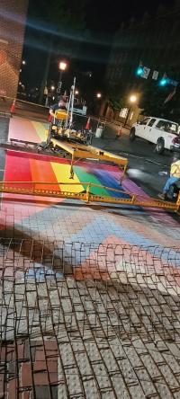 rainbow crosswalk installation
