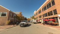 Street-level view of the unit block of King Street from King Street Park.