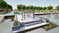 Rendering of Point Lumley Park at street level, looking west at the Wharf structure.