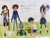 A image of a group of people taking care of the earth 