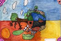 Earth having one side of pollution and one side clean 