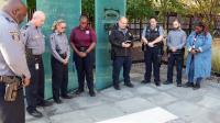 APD officers and professional staff pause together in prayer and remembrance, honoring fallen colleagues as part of Faith & Blue.