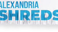 Alexandria Shreds is written in blue text across a background of shredded paper.