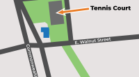 A map of the park between E Oak Street and E Walnut Street off Commonwealth Ave