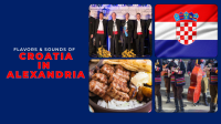 pictures of croatian performers, flag and food