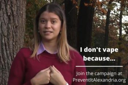 A student answers the prompt "I don't vape because..." as part of a prevention campaign.