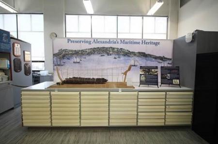 Hotel Indigo Ship 1 model on display in the Alexandria Archaeology Museum. Photo, K. Grubbs