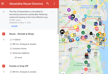 Screenshot of the Alexandria Reuse Directory