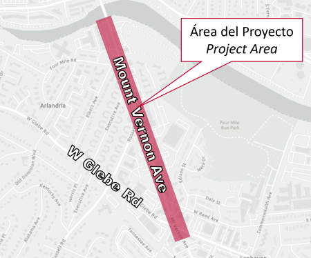 Map of the Mount Vernon Avenue North project area.