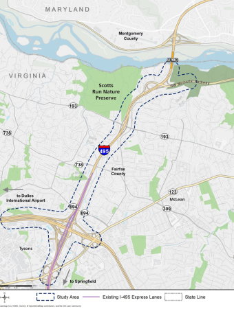 495 Express Lanes project map