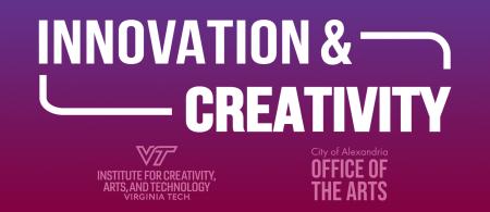 purple and pink gradient with Innovation & creativity and two logos
