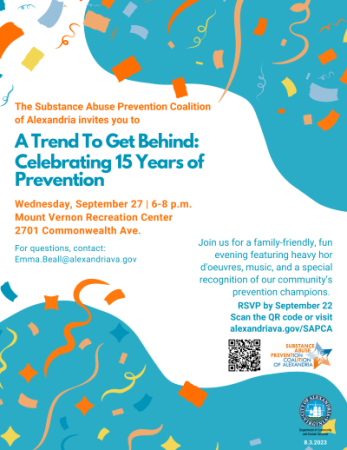 Event flyer for A Trend To Get Behind: Celebrating 15 Years of Prevention