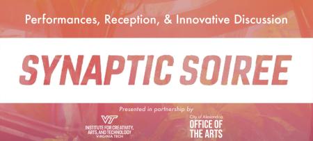 orange and peach gradient with word synaptic soiree