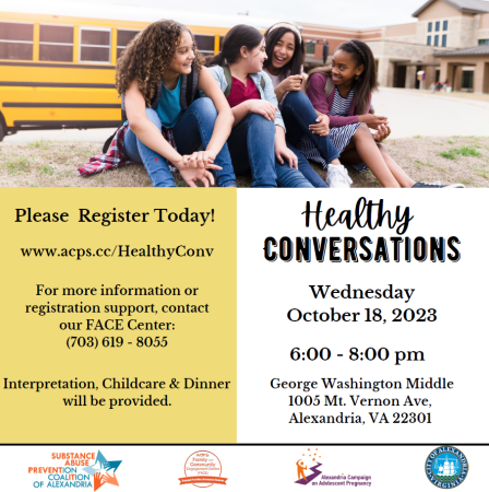 Healthy conversations flyer for Wed Oct 18 