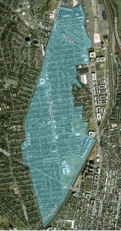 Map showing area in northeast Alexandria included in Sanitary Sewer Asset Renewal - E. Del Ray project.