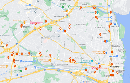 Map of stores visited during Project Sticker Shock