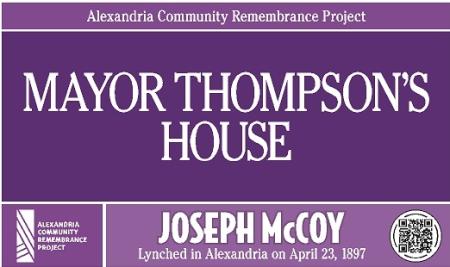 MAYOR THOMPSON'S HOUSE on purple sign