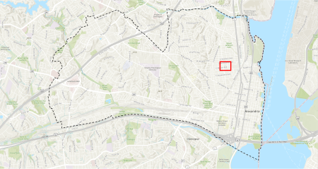 Map of Alexandria indicating the location of E. Mason Ave.