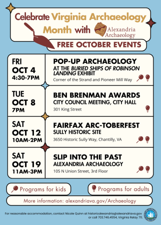 Calendar showing archaeology month events