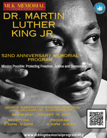 Poster for 2025 Memorial, with portrait of Dr. King
