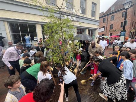 Council members worked with Alexandria students to plant a tree for Earth Month and arbor day.