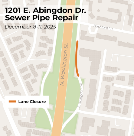 A map of Washington St. and E. Abingdon Dr.
