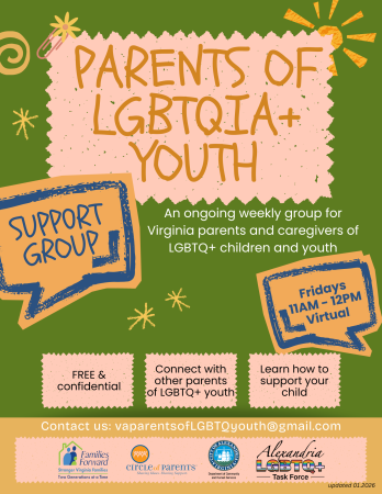 Flyer for parents of LGBTQ+ Support Group