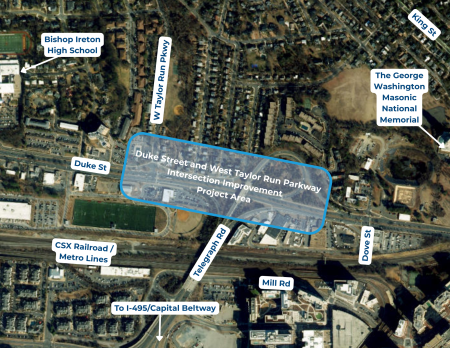 A map of the Duke Street West Taylor Run Intersection