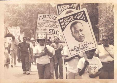 March on Washington with protest signs