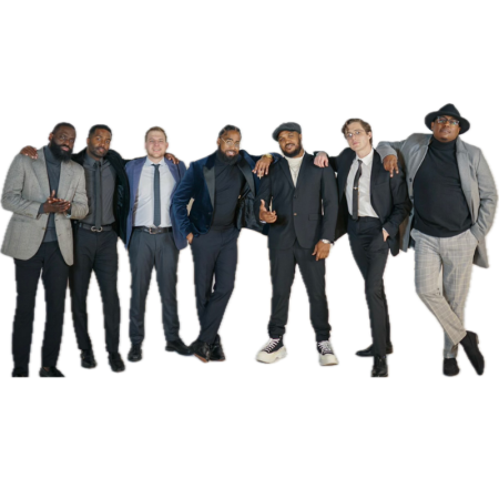 group of tall men standing shoulder to shoulder