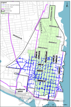 Map of the Old Town South Rehabilitation site and places that are affected