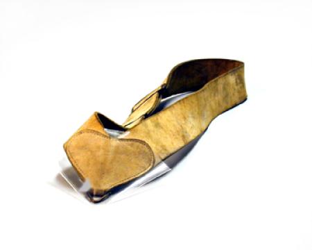 A yellow-colored leather strap.