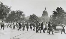 Group of African-Americans, marching near the Capitol building in Washington, D.C., to protest the lynching of four African-Americans in Georgia, 1946 (Library of Congress
