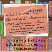 FactCheckFriday Robinson Library Card, 1950