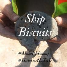 MakeItMonday Activity: Archaeologist holds a Ship Biscuit found at Robinson Terminal South site