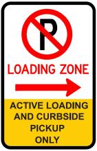 Mock-up for permanent Curbside Loading and Pick-up sign
