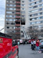 On Saturday, January 28, at approximately 9:53 a.m., units were dispatched to the 5300 block of Holmes Run Parkway for a highrise building fire.
