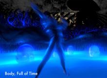 picture of blue figure and faces