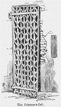 Drawing of broken cell door that appeared in the Alexandria Gazette on April 23, 1897.