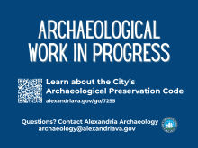 A sign posted at active archaeological sites reads, "Archaeological Work In Progress."