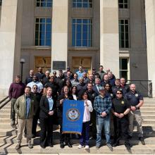 Sheriff Casey, Sgt. Juarez, and Sgt. Mauck pose with group class